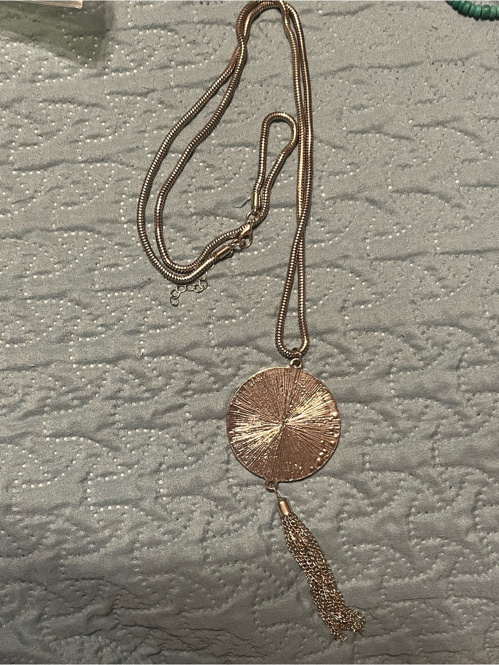 Silver-Tone Disc Pendant Tassel Necklace - Women Jewelry 30”